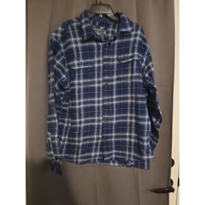 Woolrich Blue & White Plaid Flannel, Men's Large Button Down, Long Sleeve Shirt‎